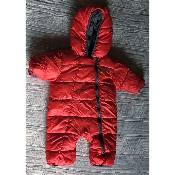 Columbia Other - Columbia Baby Bunting Snowsuit 0-3M Red Hooded Fleece Lined‎ Puffer